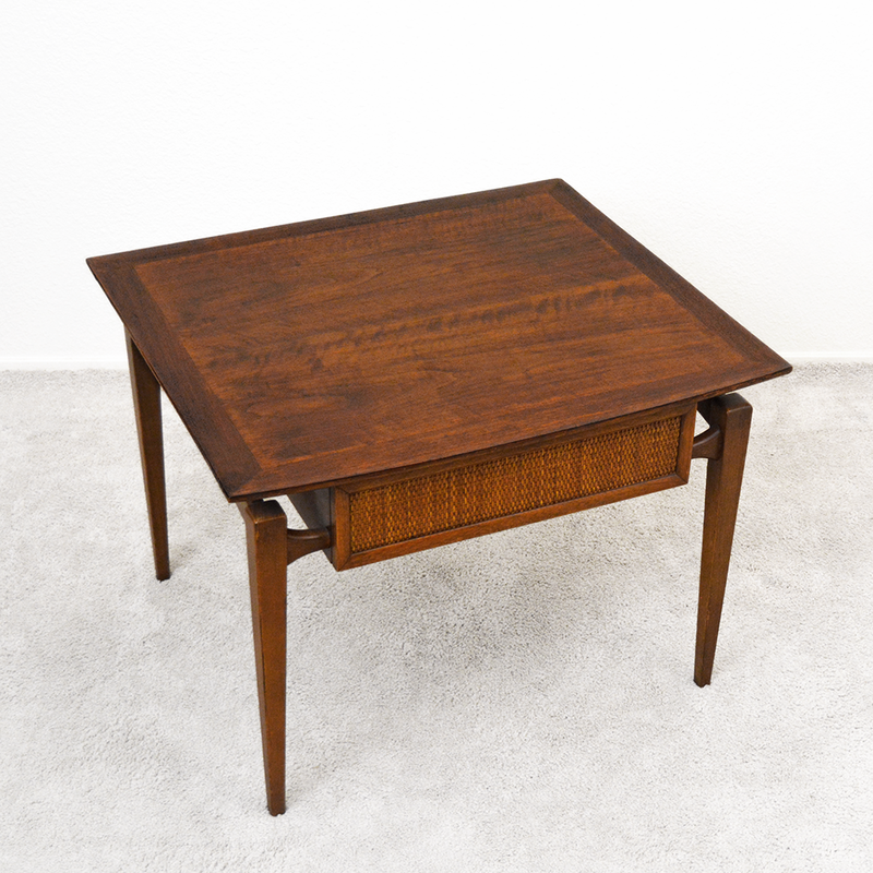 ​1960s Lane "Esteem" Side Table with Cane Front Drawer by Andre Bus las vegas